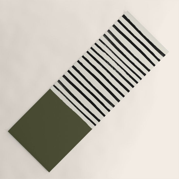 Olive Green x Stripes Yoga Mat