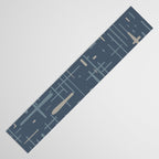 Mid-Century Modern Kinetikos Pattern Deep Neutral Blue Gray Taupe Table Runner Gallery Image 3