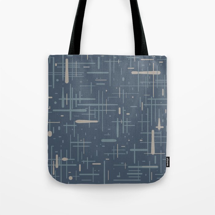 Mid-Century Modern Kinetikos Pattern Deep Neutral Blue Gray Taupe Tote Bag Gallery Image 1