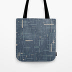 Mid-Century Modern Kinetikos Pattern Deep Neutral Blue Gray Taupe Tote Bag Gallery Image 1