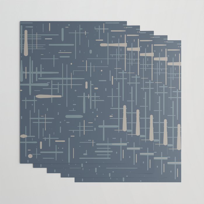 Mid-Century Modern Kinetikos Pattern Deep Neutral Blue Gray Taupe Wrapping Paper Gallery Image 3