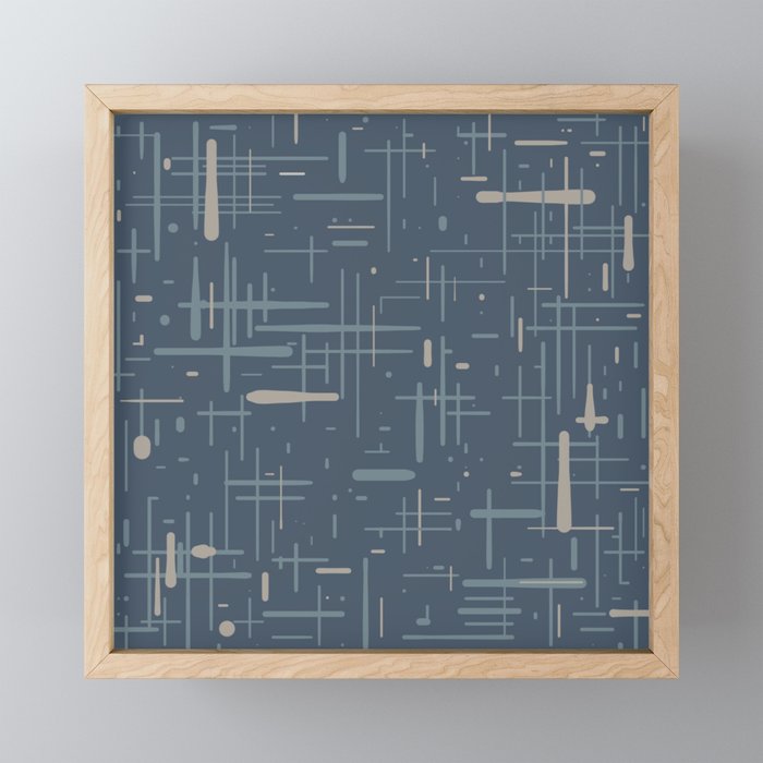 Mid-Century Modern Kinetikos Pattern Deep Neutral Blue Gray Taupe Mini Art Print Gallery Image 1