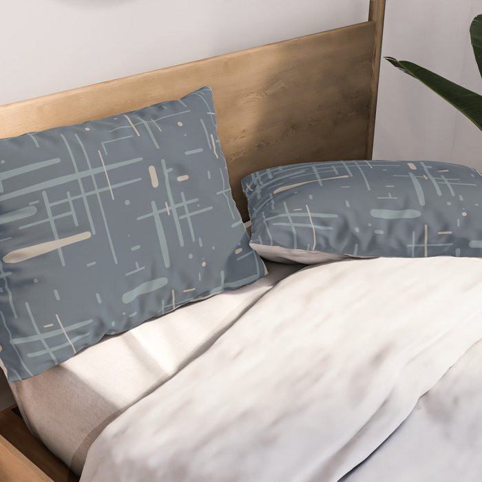 Mid-Century Modern Kinetikos Pattern Deep Neutral Blue Gray Taupe Pillow Sham Gallery Image 2
