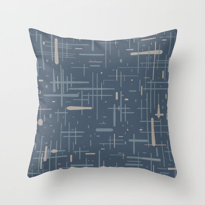 Mid-Century Modern Kinetikos Pattern Deep Neutral Blue Gray Taupe Throw Pillow Gallery Image 6