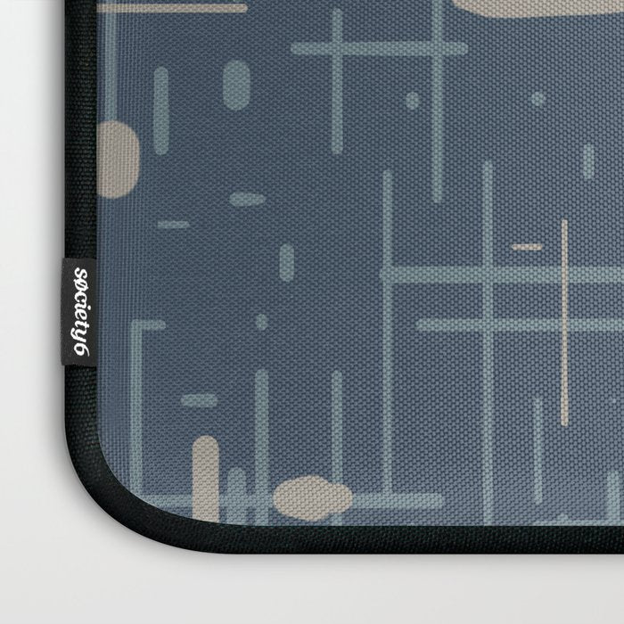 Mid-Century Modern Kinetikos Pattern Deep Neutral Blue Gray Taupe Laptop Sleeve Gallery Image 3