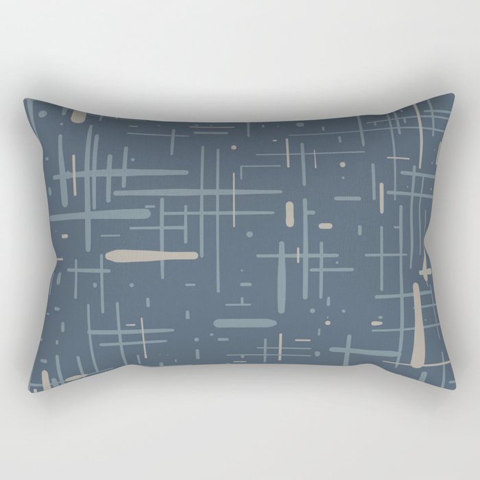 Mid-Century Modern Kinetikos Pattern Deep Neutral Blue Gray Taupe Rectangular Pillow Gallery Image 1