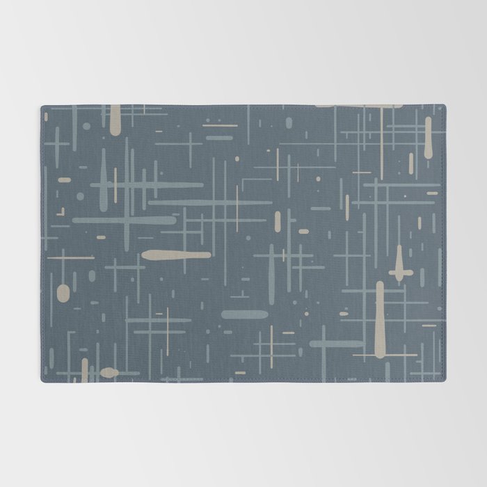 Mid-Century Modern Kinetikos Pattern Deep Neutral Blue Gray Taupe Rug Gallery Image 2