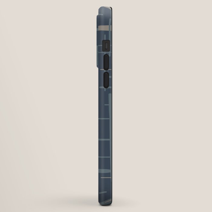 Mid-Century Modern Kinetikos Pattern Deep Neutral Blue Gray Taupe iPhone Case Gallery Image 2