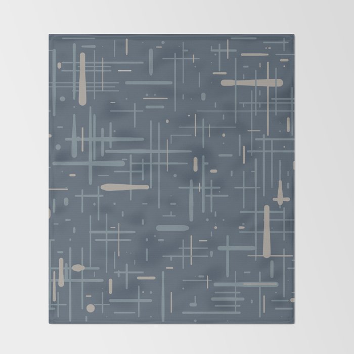 Mid-Century Modern Kinetikos Pattern Deep Neutral Blue Gray Taupe Throw Blanket Gallery Image 2