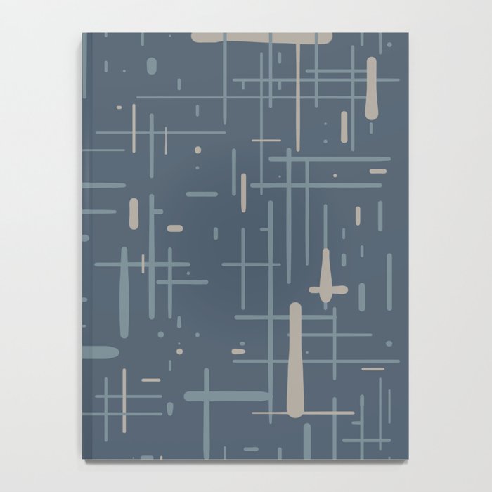 Mid-Century Modern Kinetikos Pattern Deep Neutral Blue Gray Taupe Notebook Gallery Image 4