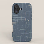Mid-Century Modern Kinetikos Pattern Deep Neutral Blue Gray Taupe iPhone Case Gallery Image 1