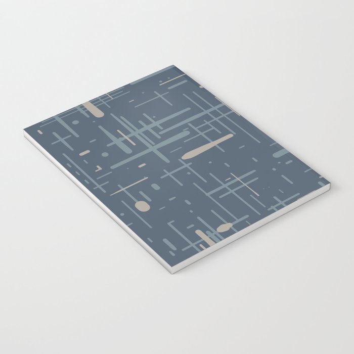 Mid-Century Modern Kinetikos Pattern Deep Neutral Blue Gray Taupe Notebook Gallery Image 3