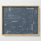 Mid-Century Modern Kinetikos Pattern Deep Neutral Blue Gray Taupe Serving Tray Gallery Image 1