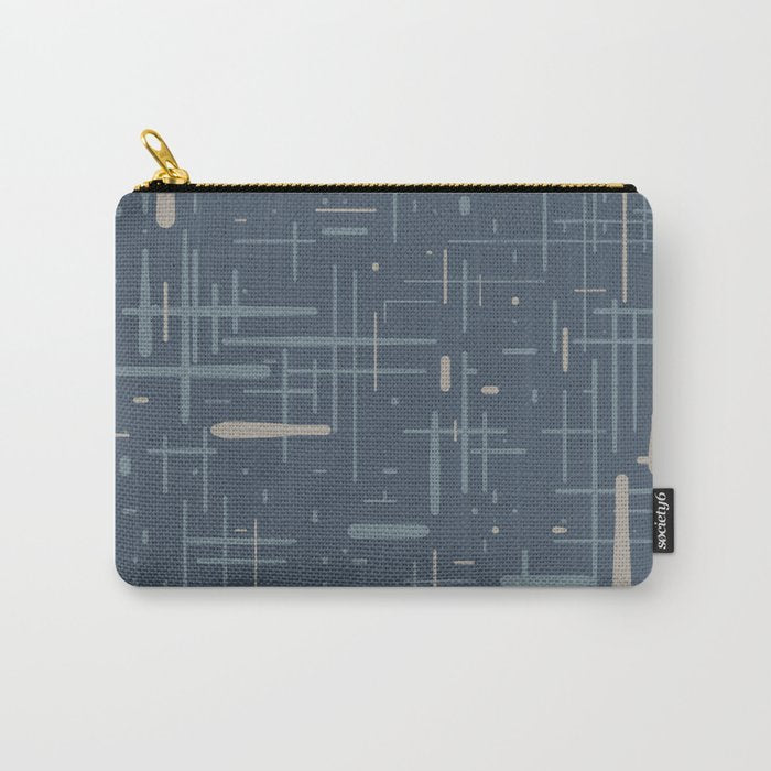 Mid-Century Modern Kinetikos Pattern Deep Neutral Blue Gray Taupe Carry All Pouch Gallery Image 1