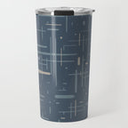 Mid-Century Modern Kinetikos Pattern Deep Neutral Blue Gray Taupe Travel Mug Gallery Image 1