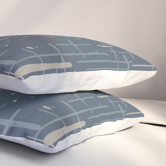 Mid-Century Modern Kinetikos Pattern Deep Neutral Blue Gray Taupe Pillow Sham Gallery Image 3