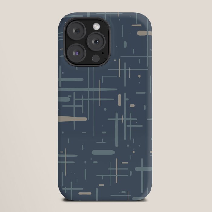 Mid-Century Modern Kinetikos Pattern Deep Neutral Blue Gray Taupe iPhone Case Gallery Image 20