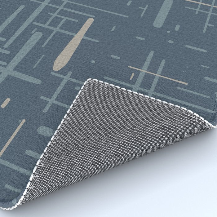 Mid-Century Modern Kinetikos Pattern Deep Neutral Blue Gray Taupe Rug Gallery Image 4