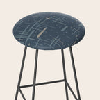 Mid-Century Modern Kinetikos Pattern Deep Neutral Blue Gray Taupe Stool Gallery Image 2