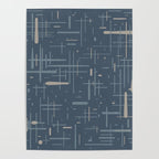 Mid-Century Modern Kinetikos Pattern Deep Neutral Blue Gray Taupe Poster Gallery Image 4