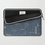 Mid-Century Modern Kinetikos Pattern Deep Neutral Blue Gray Taupe Laptop Sleeve Gallery Image 2
