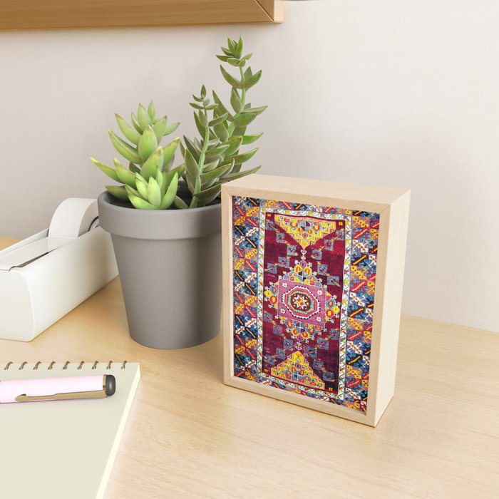 Antique Anatolian Bergama Rug Print  Mini Art Print Gallery Image 2