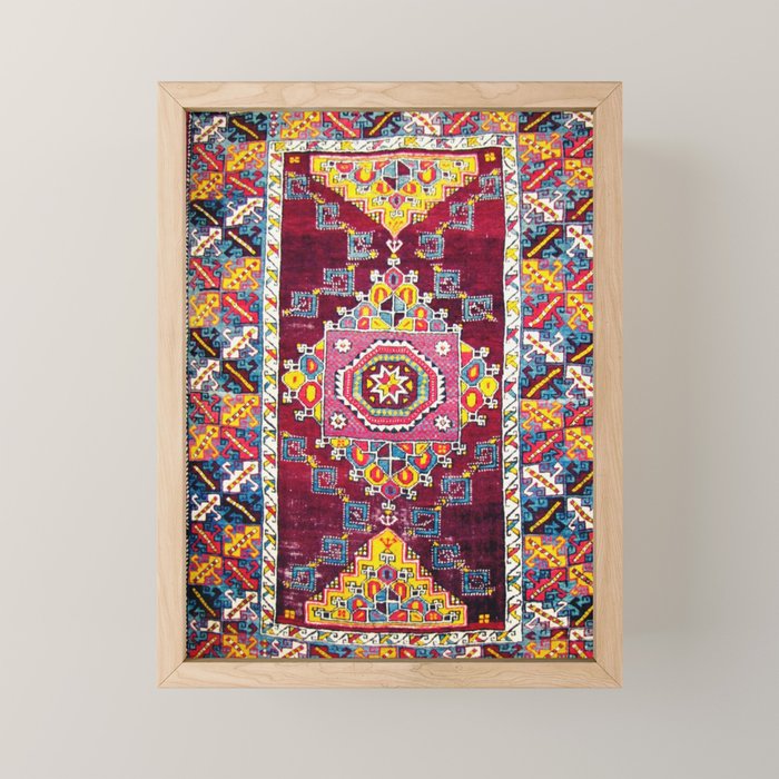Antique Anatolian Bergama Rug Print  Mini Art Print Gallery Image 1