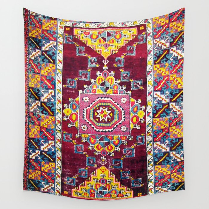 Antique Anatolian Bergama Rug Print  Wall Tapestry Gallery Image 4