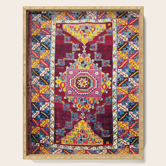 Antique Anatolian Bergama Rug Print  Serving Tray Gallery Image 1