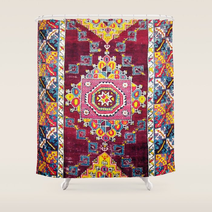 Antique Anatolian Bergama Rug Print  Shower Curtain Gallery Image 1