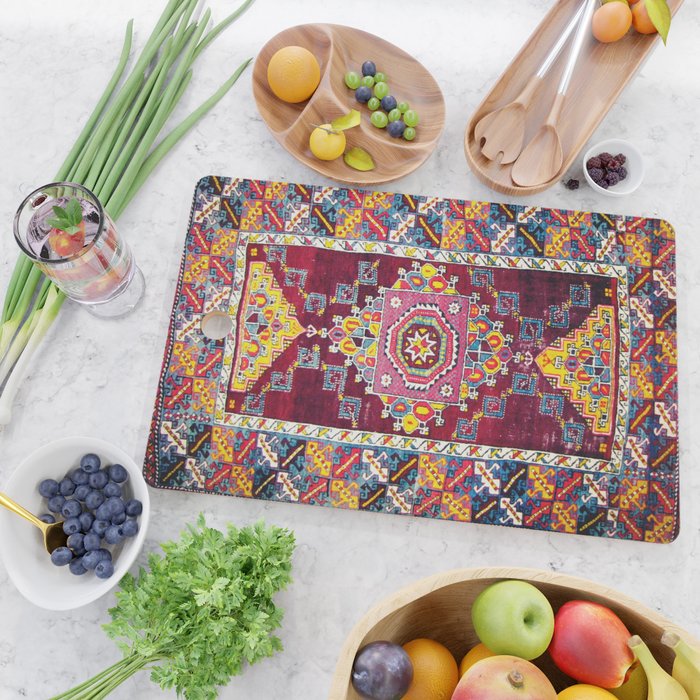 Antique Anatolian Bergama Rug Print  Cutting Board Gallery Image 2