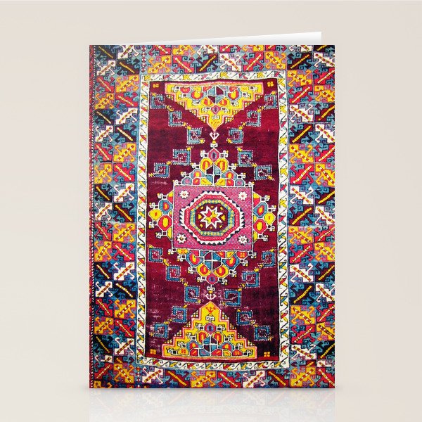 Antique Anatolian Bergama Rug Print  Stationery Card Gallery Image 1