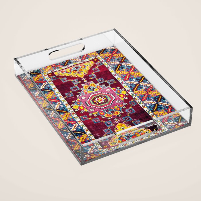 Antique Anatolian Bergama Rug Print  Acrylic Tray Gallery Image 1