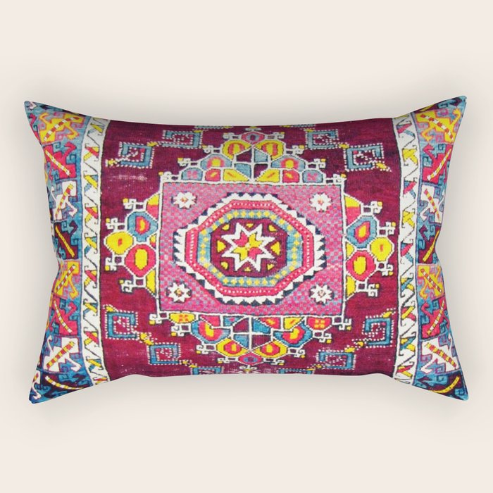 Antique Anatolian Bergama Rug Print  Rectangular Pillow Gallery Image 2