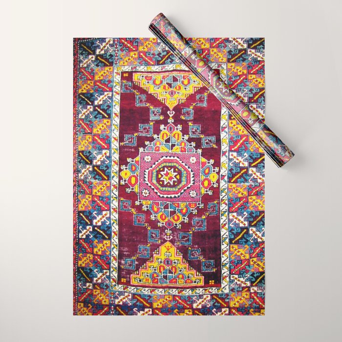 Antique Anatolian Bergama Rug Print  Wrapping Paper Gallery Image 1