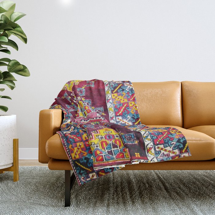 Antique Anatolian Bergama Rug Print  Throw Blanket Gallery Image 1