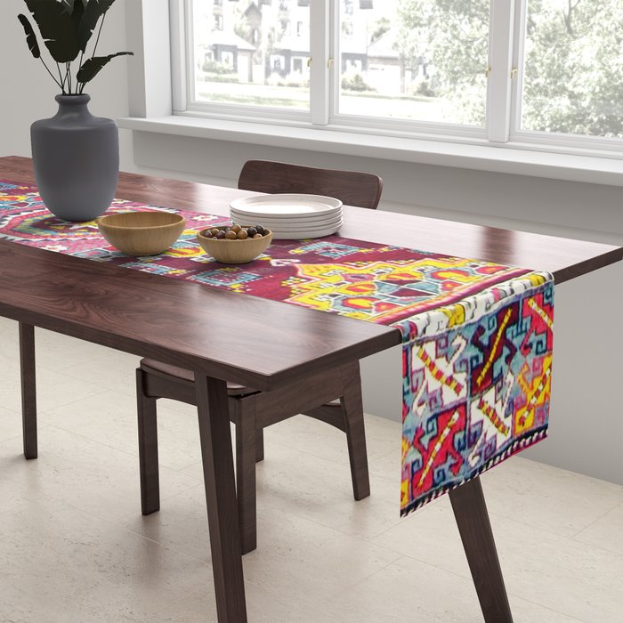 Antique Anatolian Bergama Rug Print  Table Runner Gallery Image 2