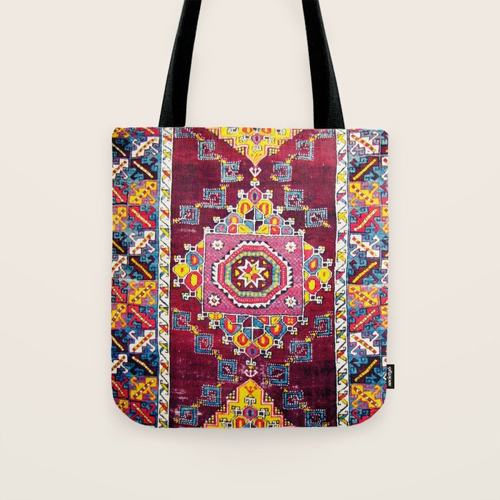 Antique Anatolian Bergama Rug Print  Tote Bag Gallery Image 1