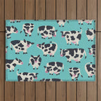 Cow Collection - Turquoise Outdoor Rug Gallery Image 1