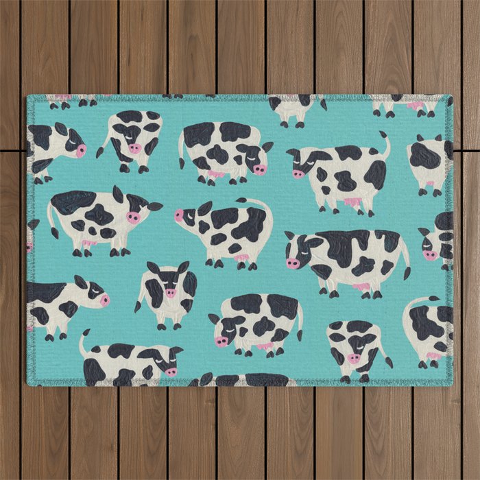 Cow Collection - Turquoise Outdoor Rug Gallery Image 1