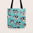 Cow Collection - Turquoise Tote Bag Gallery Image 1