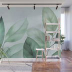 Calm Emerald Foliage Gentle Green Leaves Wall Mural Gallery Image 1
