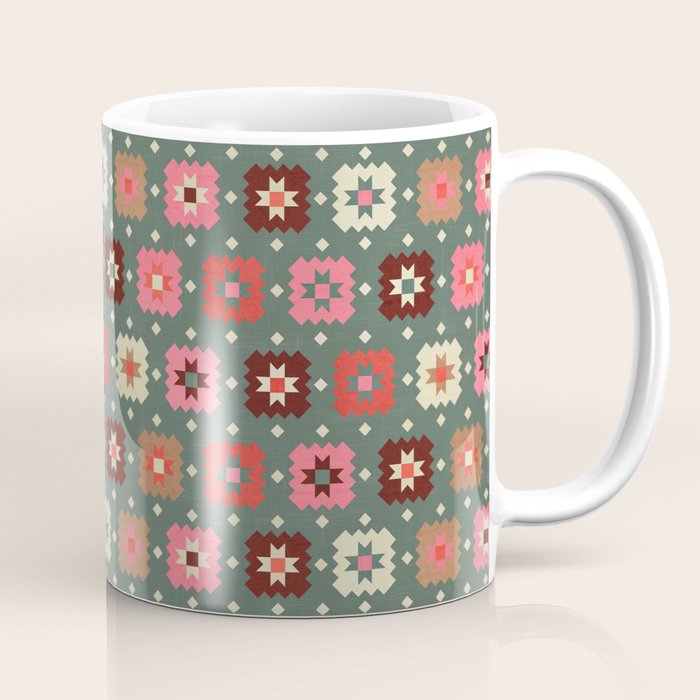 Winter Quilt Stars: Festive Mosaic in Jewel Tones Coffee Mug Gallery Image 1