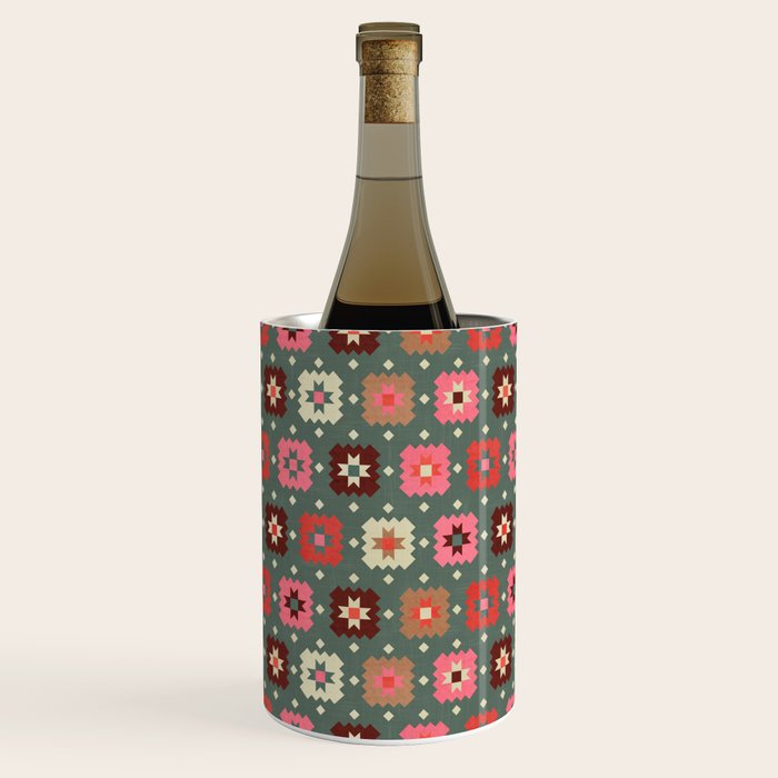 Winter Quilt Stars: Festive Mosaic in Jewel Tones Wine Chiller Gallery Image 2