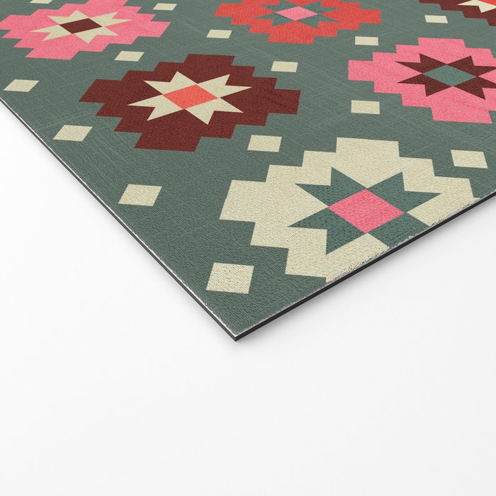 Winter Quilt Stars: Festive Mosaic in Jewel Tones Welcome Mat Gallery Image 2