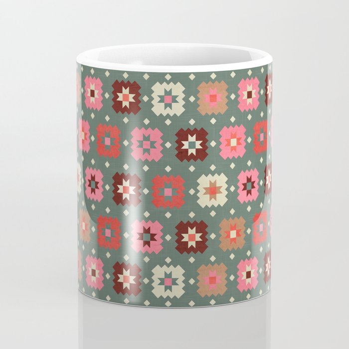 Winter Quilt Stars: Festive Mosaic in Jewel Tones Coffee Mug Gallery Image 4