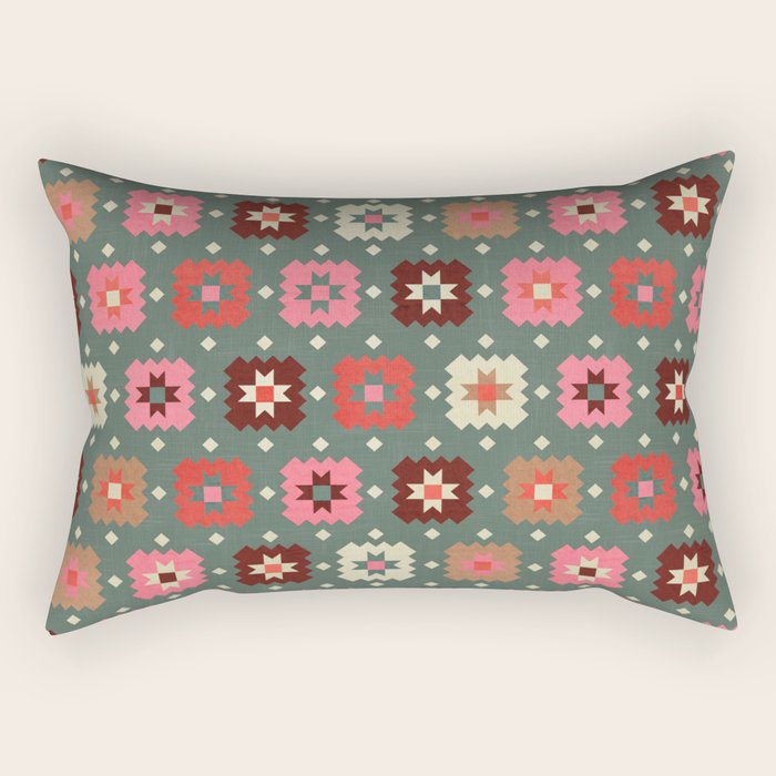 Winter Quilt Stars: Festive Mosaic in Jewel Tones Rectangular Pillow Gallery Image 2