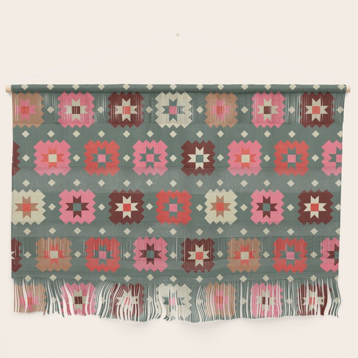 Winter Quilt Stars: Festive Mosaic in Jewel Tones Wall Hanging Gallery Image 1
