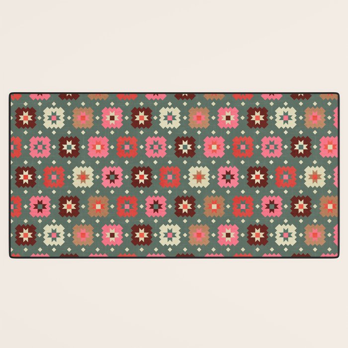 Winter Quilt Stars: Festive Mosaic in Jewel Tones Desk Mat Gallery Image 3
