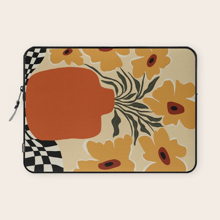 Summer flowerpot with check  Laptop Sleeve Gallery Image 1